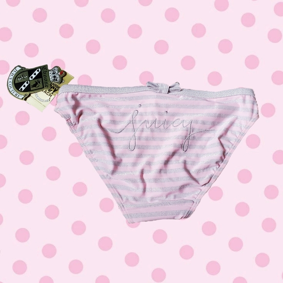 juicy couture pink and silver glitter swim bottoms, NWT - Picture 2 of 3